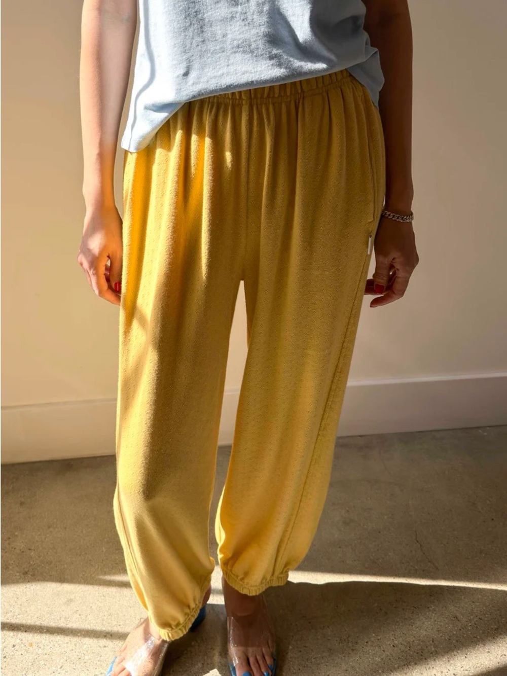 Le Bon Shoppe Pointelle Balloon Pants In Deep Yellow - Picture 3 of 8
